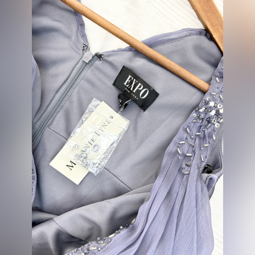 Beaded Tiered Lavender Maxi Dress with V-Neck - Picture 10 of 16